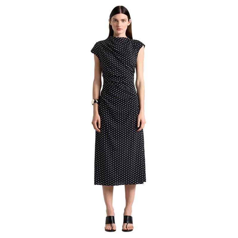 Cue Stretch Viscose Spot Draped Midi Dress image number 0